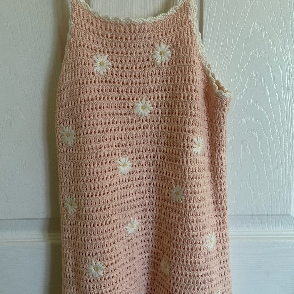 Zara Daisy Crochet Knit Dress - Peach
